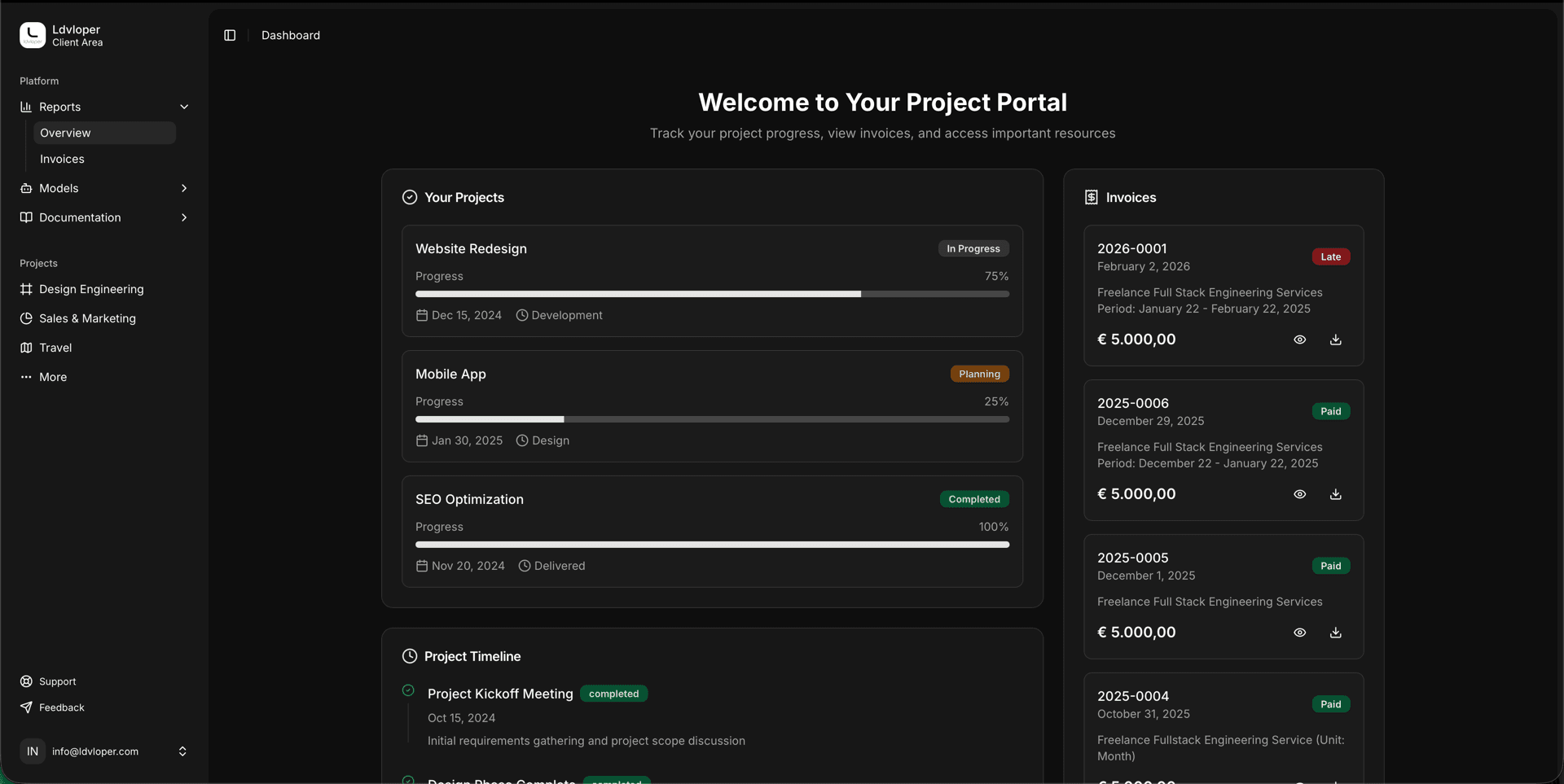 Platform Dashboard Preview